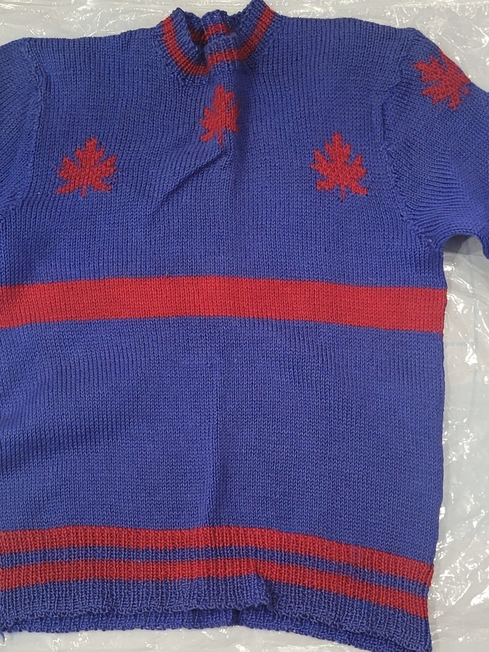 1940s Hand Knit Canadian Hockey Sweater Maple Leaf Canadiens Colors